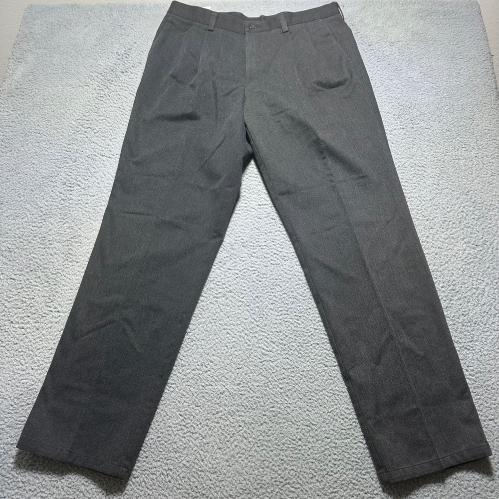 Vintage Dockers Mens 36x34 Gray Pleated Pants TAG-IT Stretch Waist 90s Dad Pants